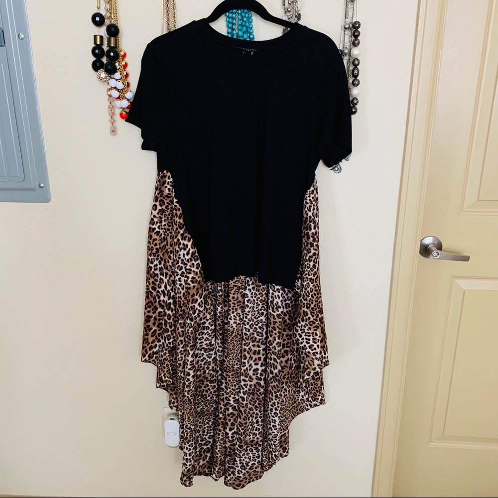 NWT Cute Black Top with Animal Print